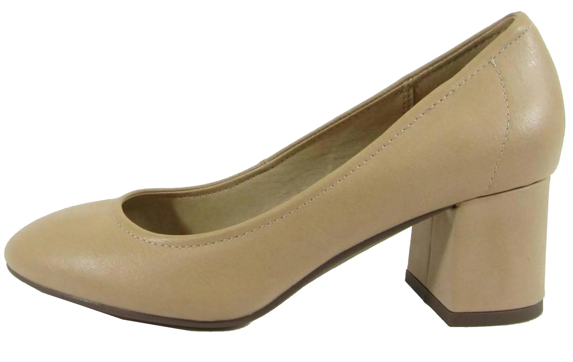 City Classified Women's Round Closed Toe Chunky Block Heel Pump