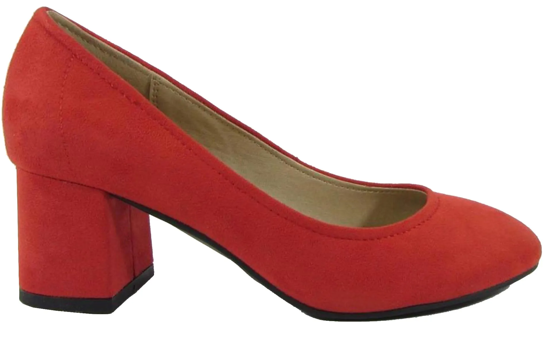 City Classified Women's Round Closed Toe Chunky Block Heel Pump