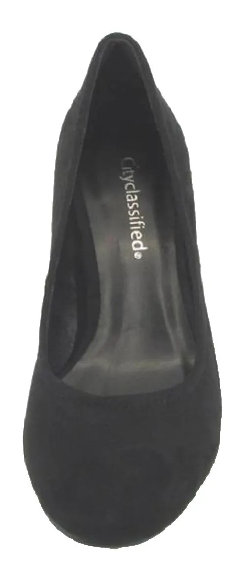 City Classified Women's Round Closed Toe Chunky Block Heel Pump