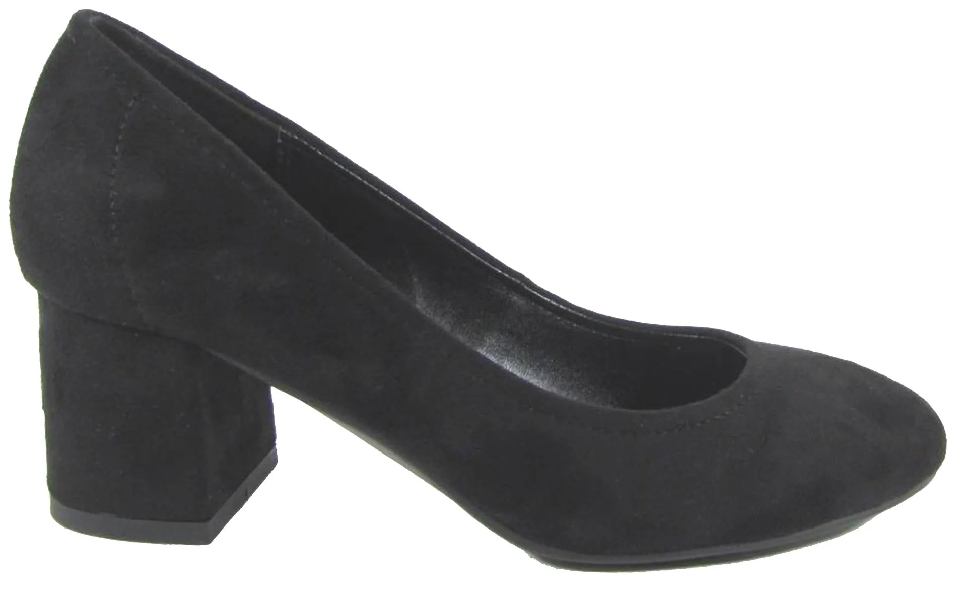 City Classified Women's Round Closed Toe Chunky Block Heel Pump