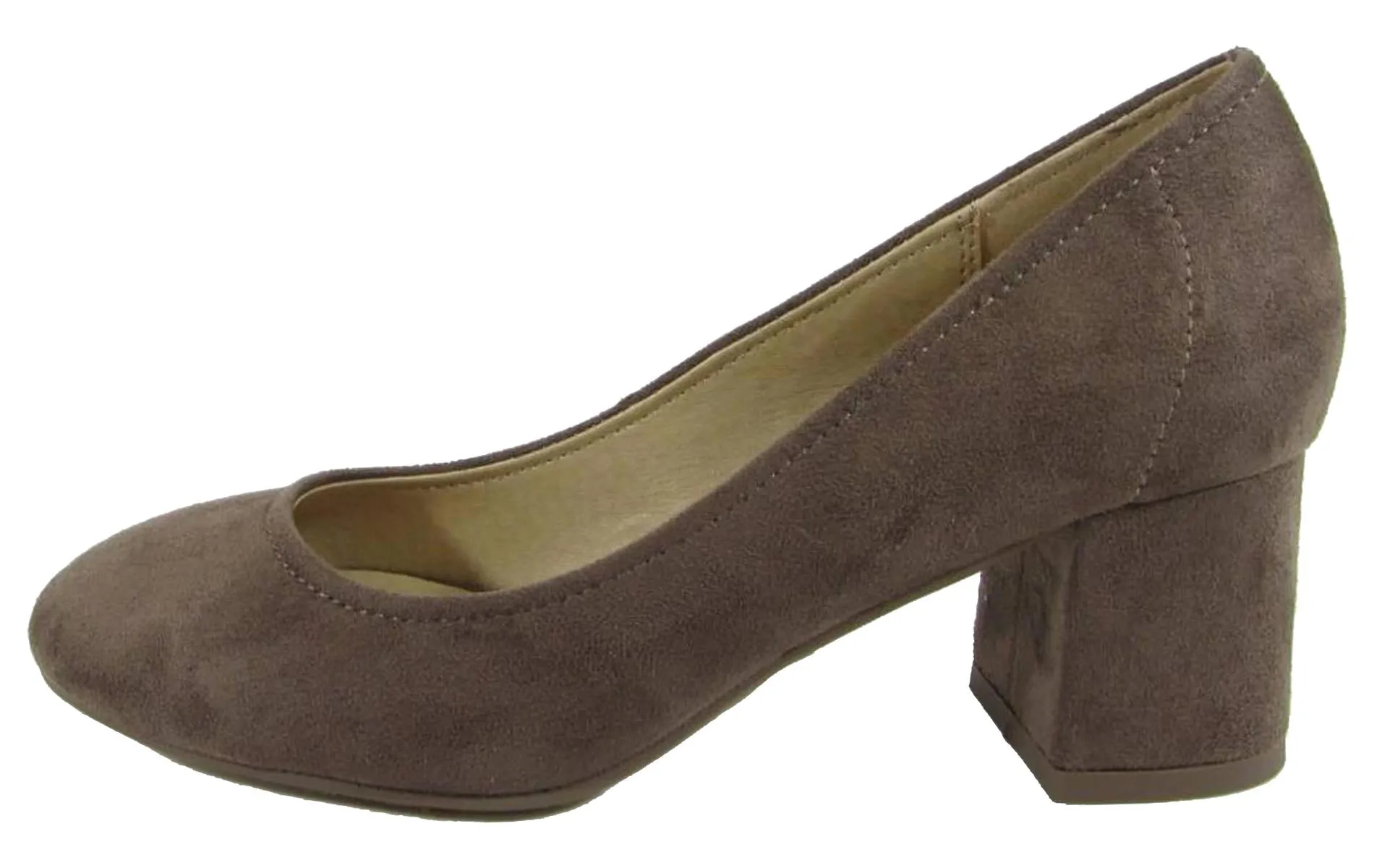 City Classified Women's Round Closed Toe Chunky Block Heel Pump