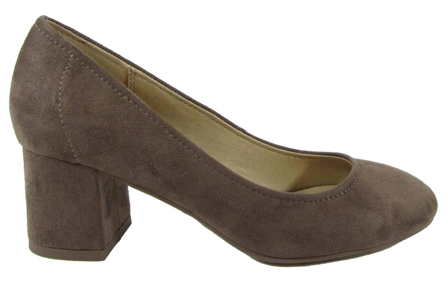 City Classified Women's Round Closed Toe Chunky Block Heel Pump