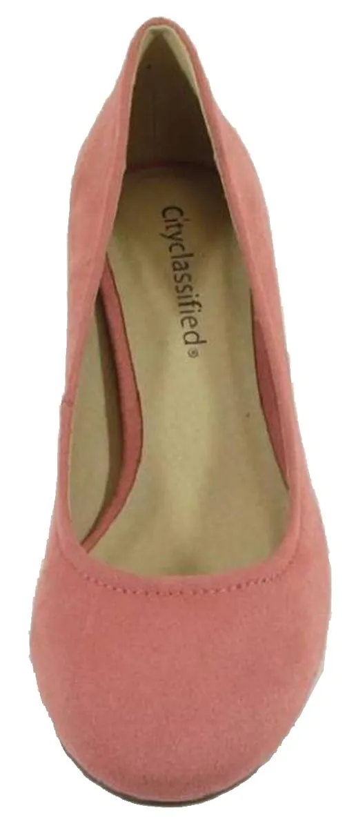 City Classified Women's Round Closed Toe Chunky Block Heel Pump