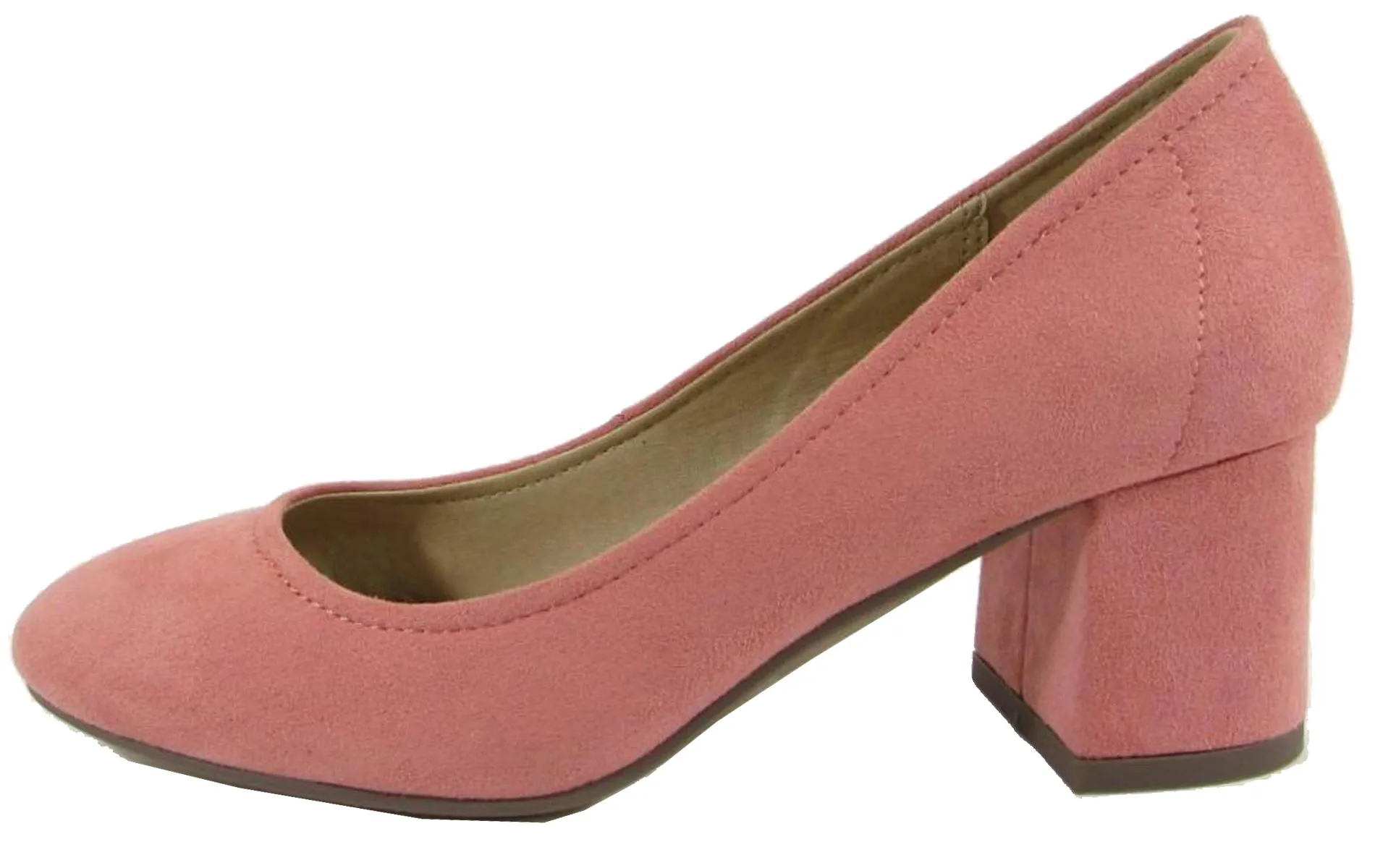City Classified Women's Round Closed Toe Chunky Block Heel Pump