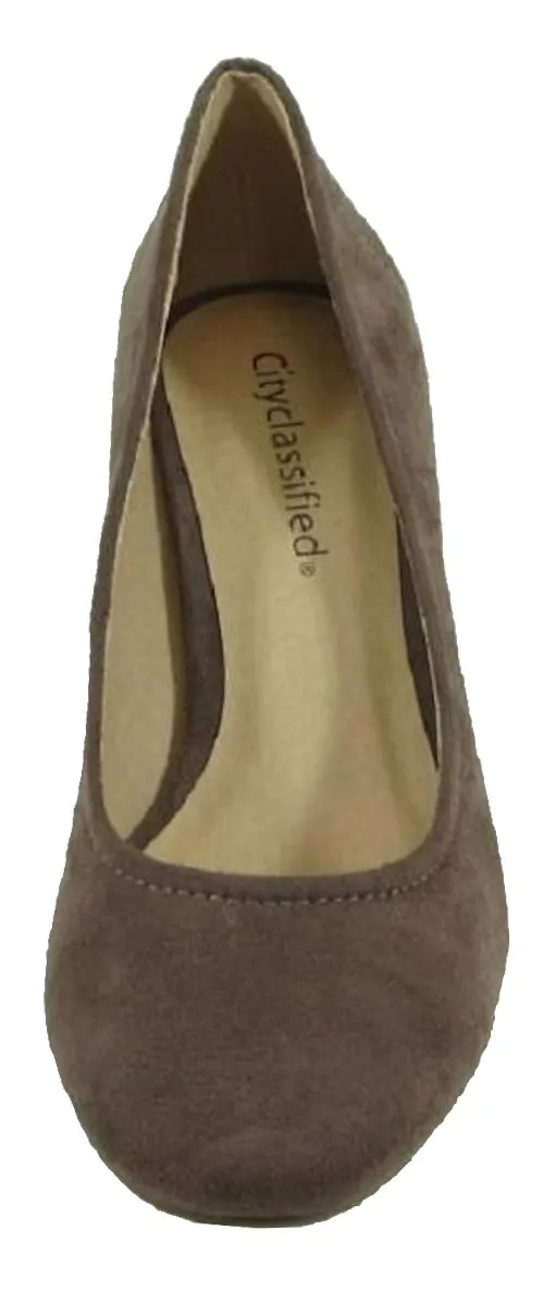 City Classified Women's Round Closed Toe Chunky Block Heel Pump