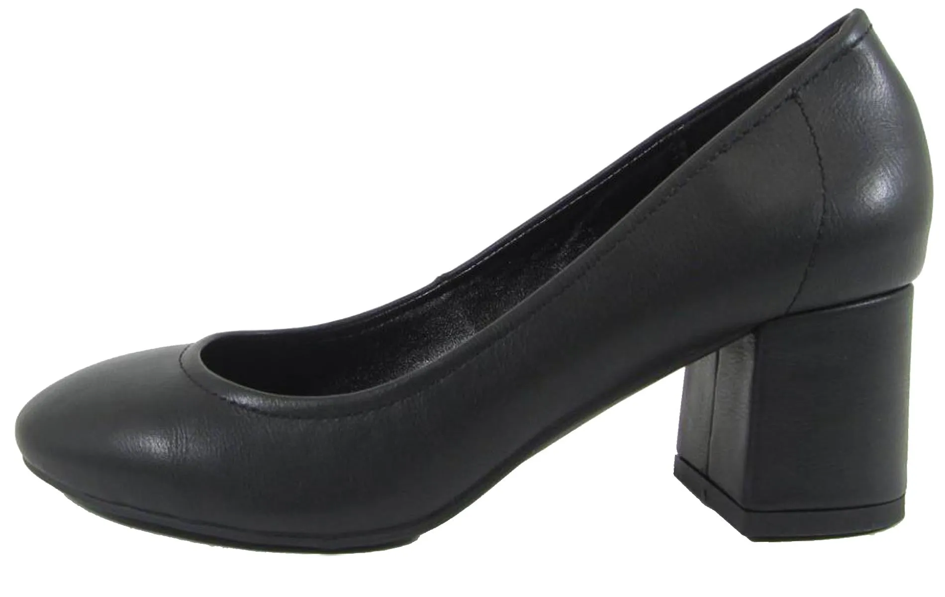 City Classified Women's Round Closed Toe Chunky Block Heel Pump