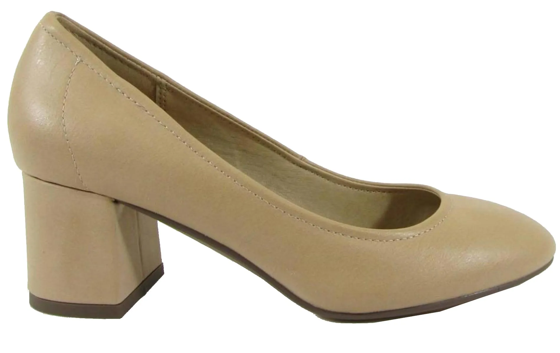 City Classified Women's Round Closed Toe Chunky Block Heel Pump