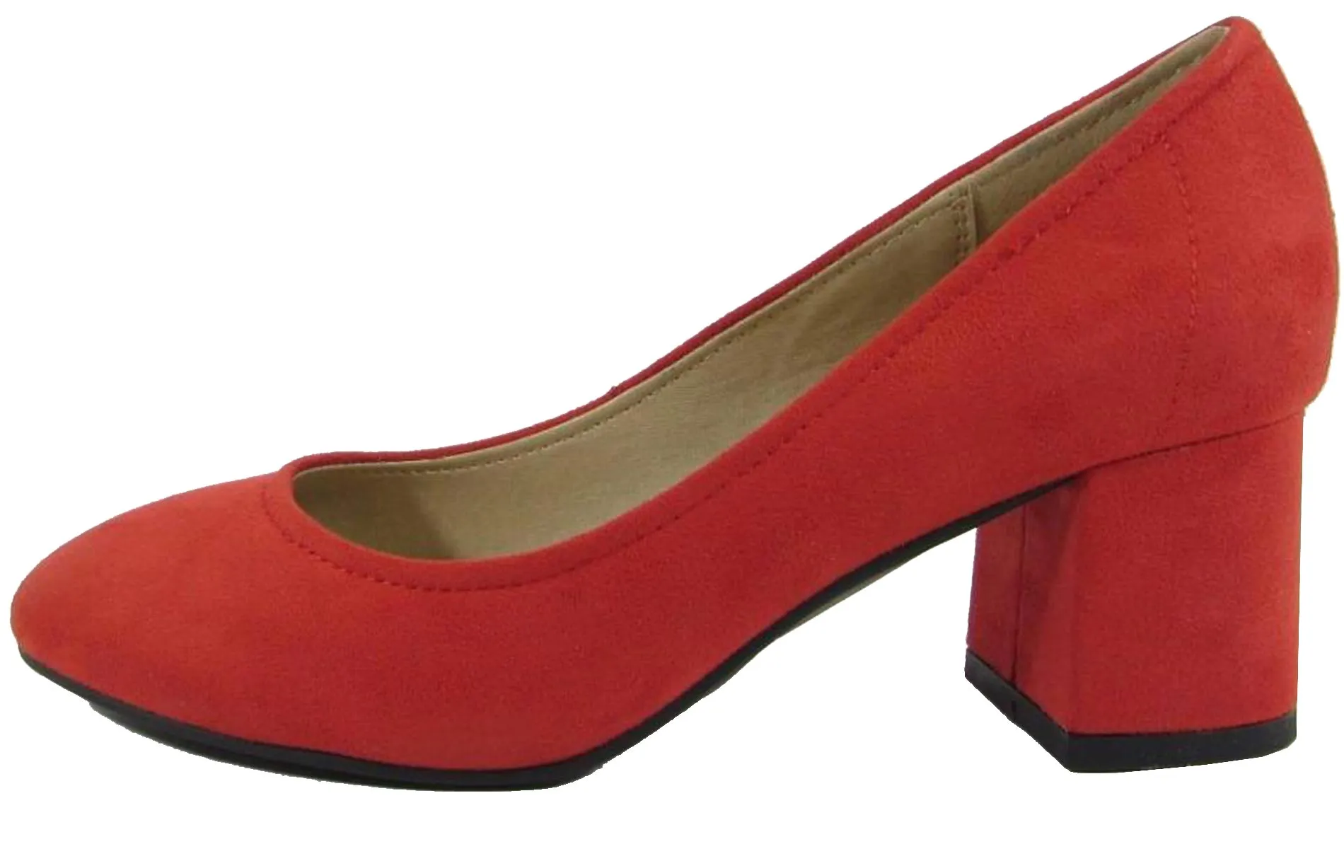 City Classified Women's Round Closed Toe Chunky Block Heel Pump