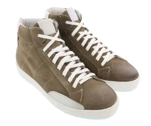Daniela Fargion Camel Suede Suede Mid Top Distressed Leather Fashion Sneakers-