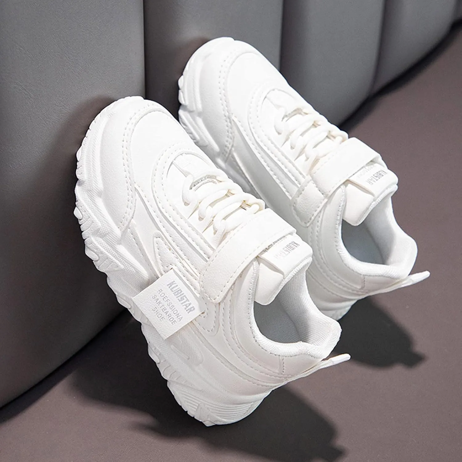 Fashion Teen Girls All Seasons Sports Shoes Girls Solid Flat Thick Sole Non-Slip Hook Sprinkles Running Shoes