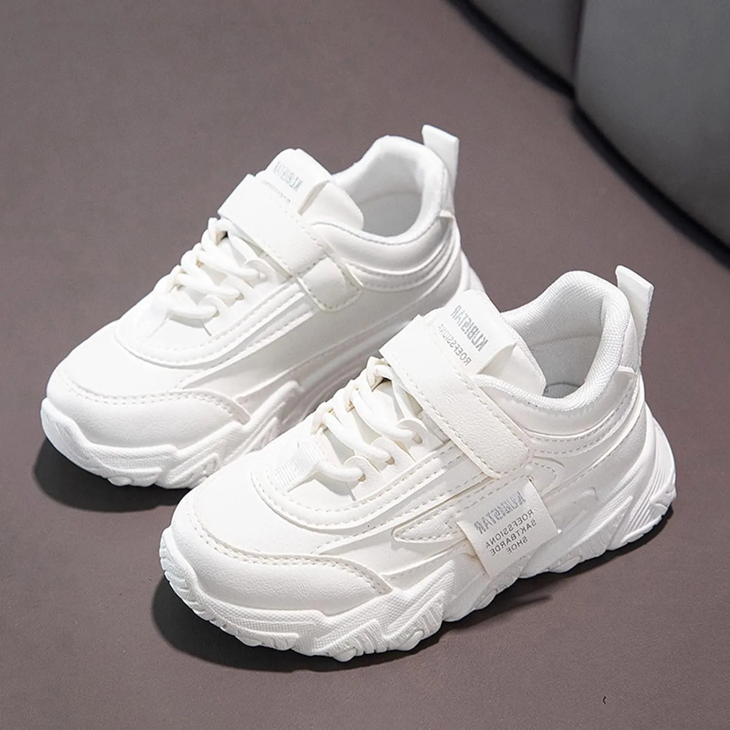 Fashion Teen Girls All Seasons Sports Shoes Girls Solid Flat Thick Sole Non-Slip Hook Sprinkles Running Shoes