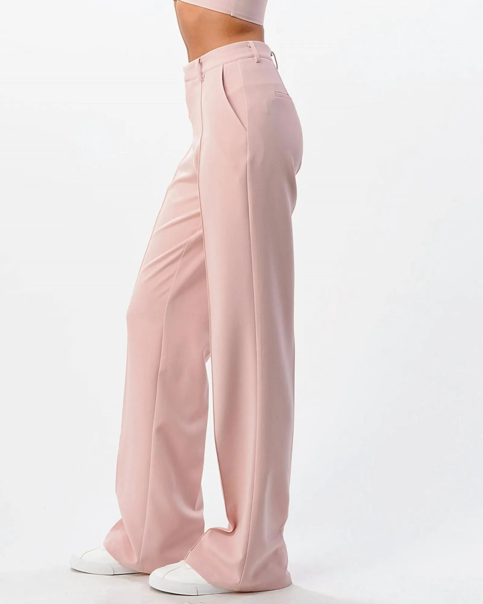 Front Seam Wide Leg Pants in Light Pink | Light Pink
