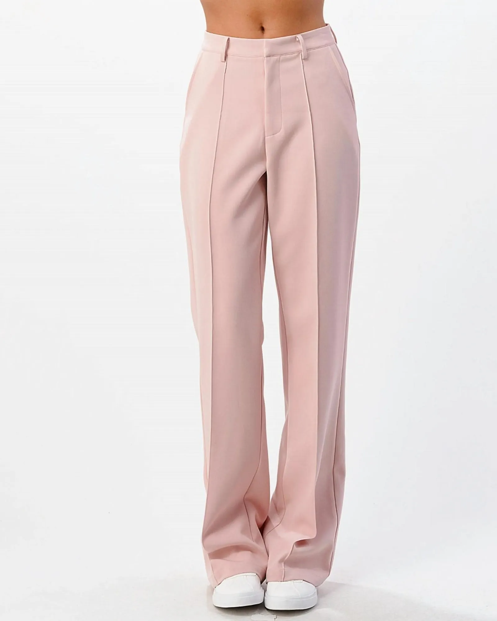 Front Seam Wide Leg Pants in Light Pink | Light Pink