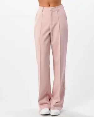 Front Seam Wide Leg Pants in Light Pink | Light Pink