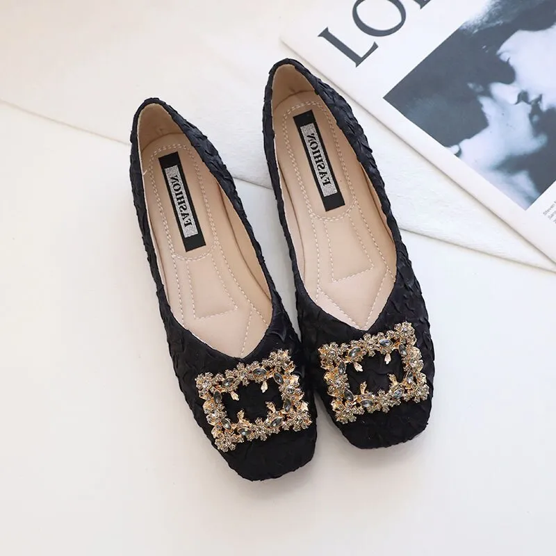 Hnzxzm Fashion Spring Summer Flats for Women Single Shoes Elegant Office Lady Shoes Brand Women Flats Black A4586