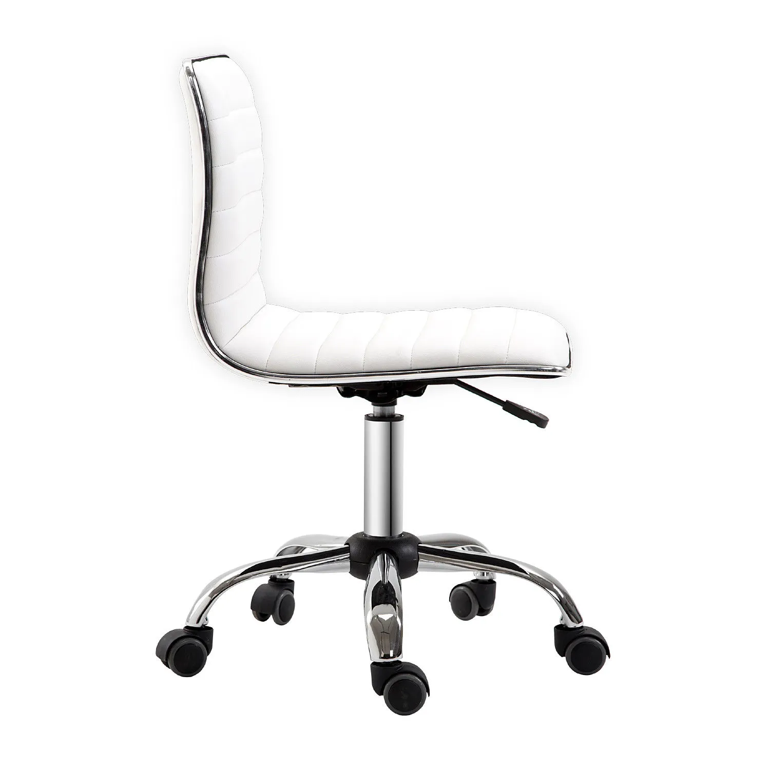 HOMCOM Adjustable Swivel Office Chair - White | Ergonomic PU Leather, Armless Mid-Back, Chrome Base - Perfect for Home Office