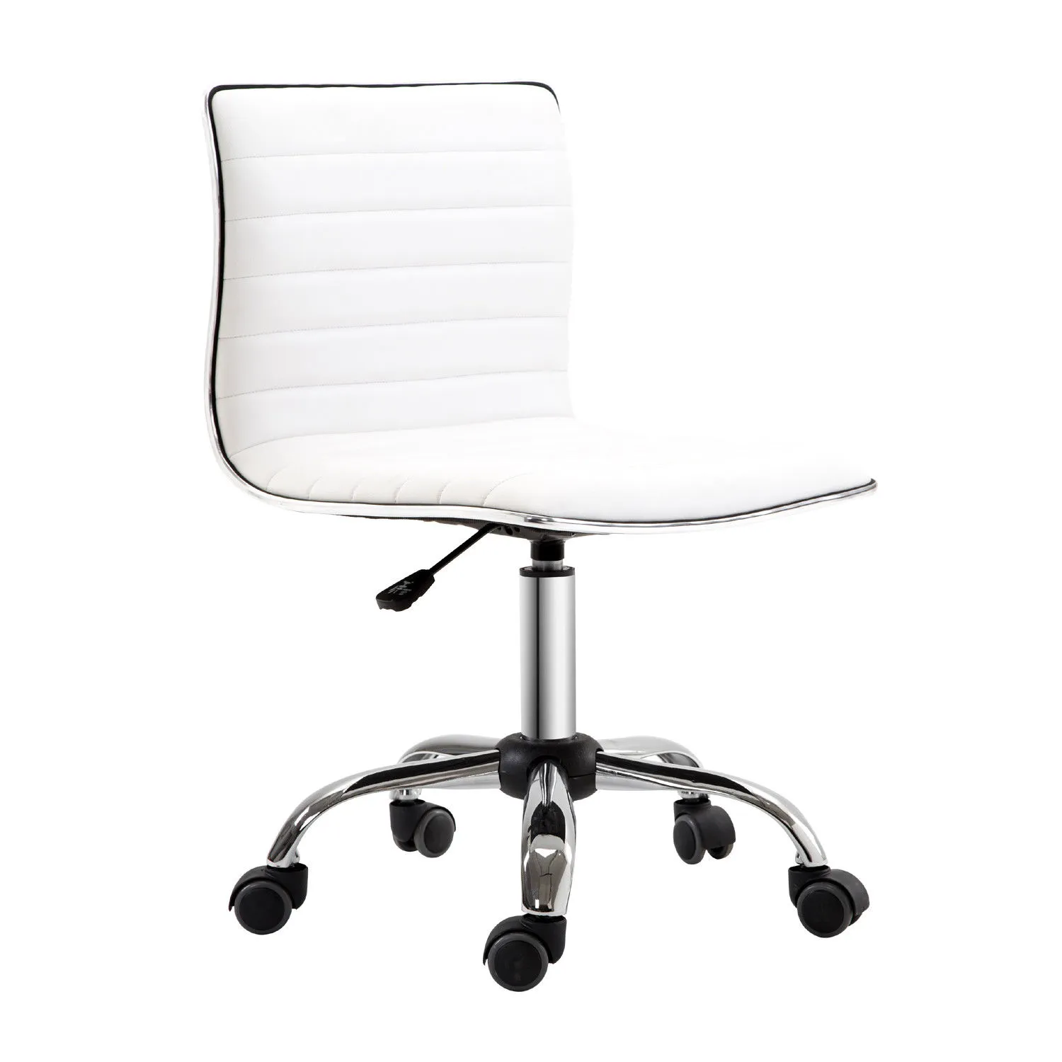 HOMCOM Adjustable Swivel Office Chair - White | Ergonomic PU Leather, Armless Mid-Back, Chrome Base - Perfect for Home Office