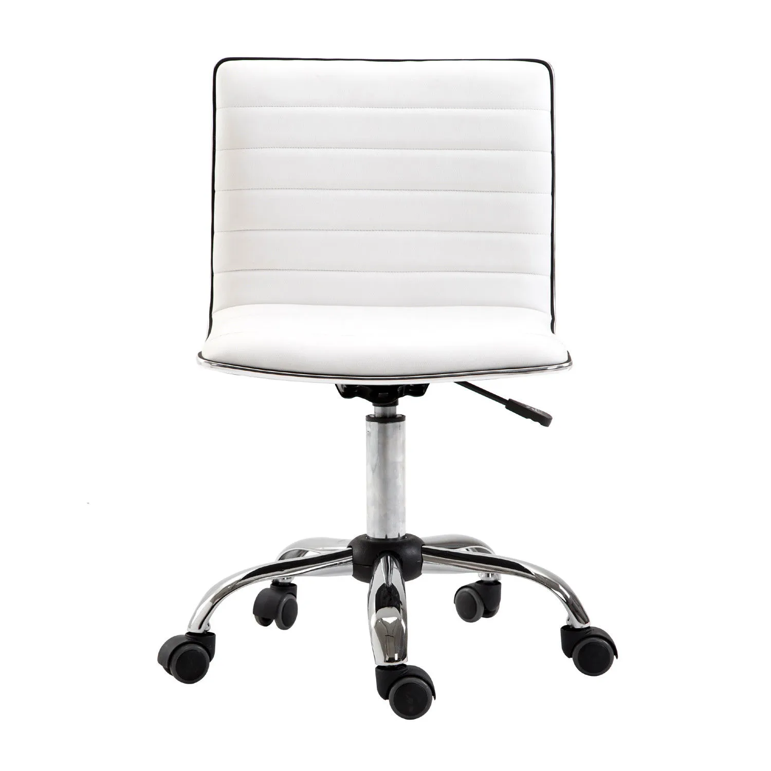 HOMCOM Adjustable Swivel Office Chair - White | Ergonomic PU Leather, Armless Mid-Back, Chrome Base - Perfect for Home Office