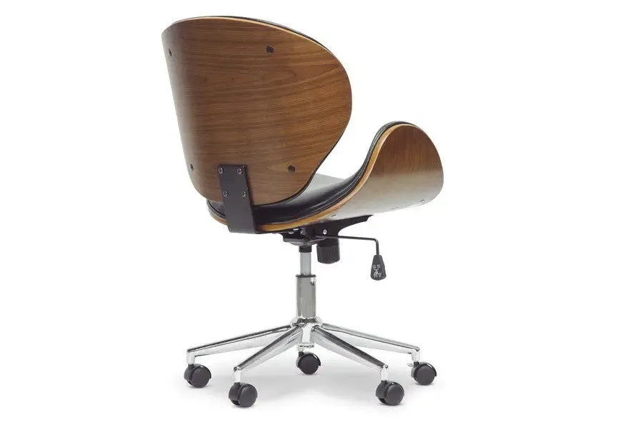 Home Office Bruce Walnut and Black Modern Office Chair