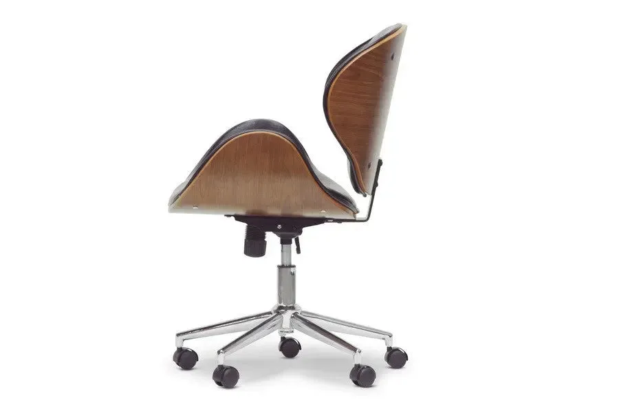Home Office Bruce Walnut and Black Modern Office Chair