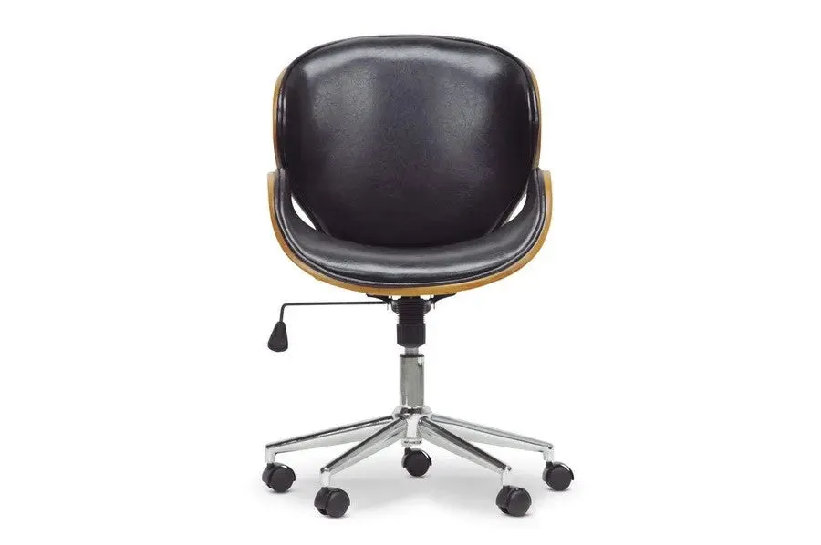 Home Office Bruce Walnut and Black Modern Office Chair