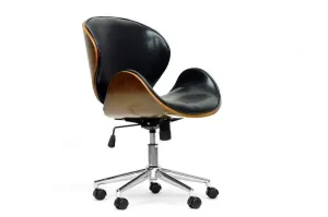 Home Office Bruce Walnut and Black Modern Office Chair