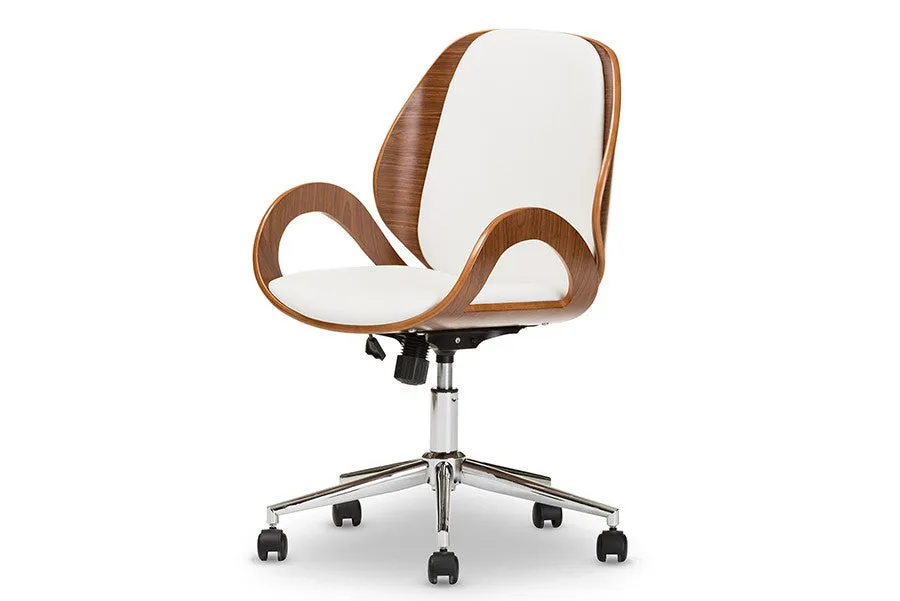 Home Office Watson Modern and Contemporary White and Walnut Office Chair