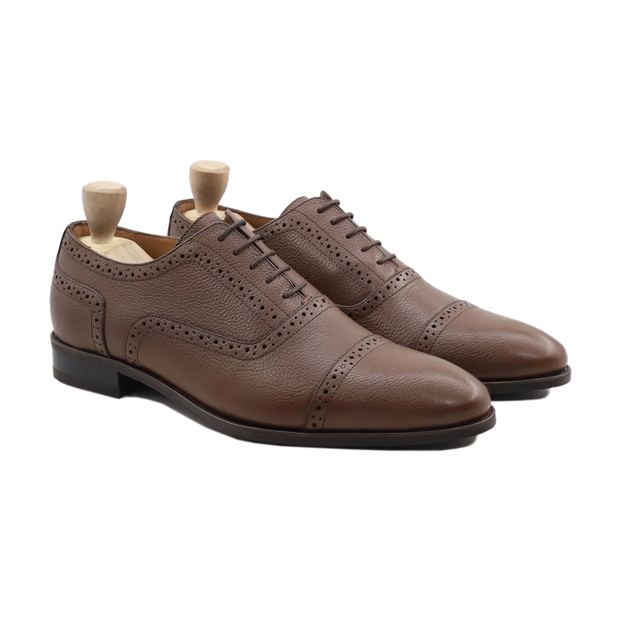 Ieper - Men's Brown Pebble Grain Leather Oxford Shoe