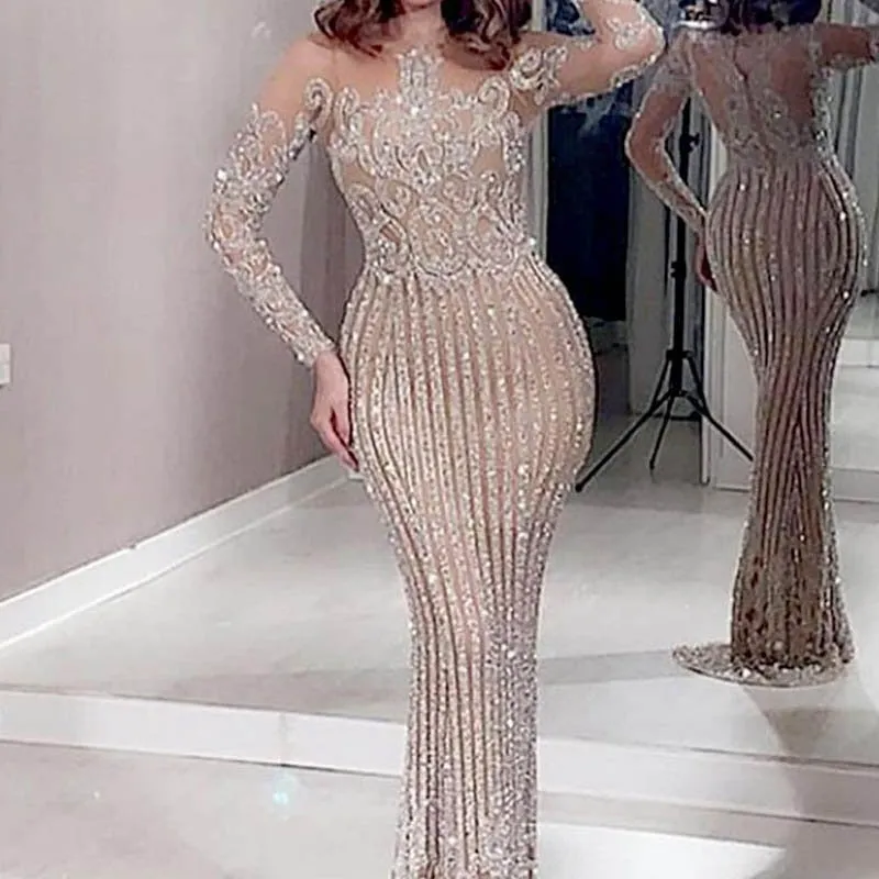 Joskaa Graduation Gift 2024 New Arrival Sexy Prom Dresses Women Long Sleeve Bodycon Cocktail Party Robe Elegant Formal Evening Vestido