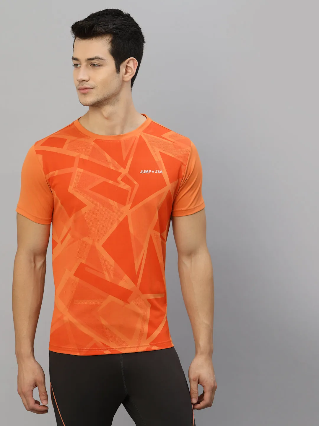 JUMP USA Ultralyte Men Orange Running Rapid Dry T-Shirt