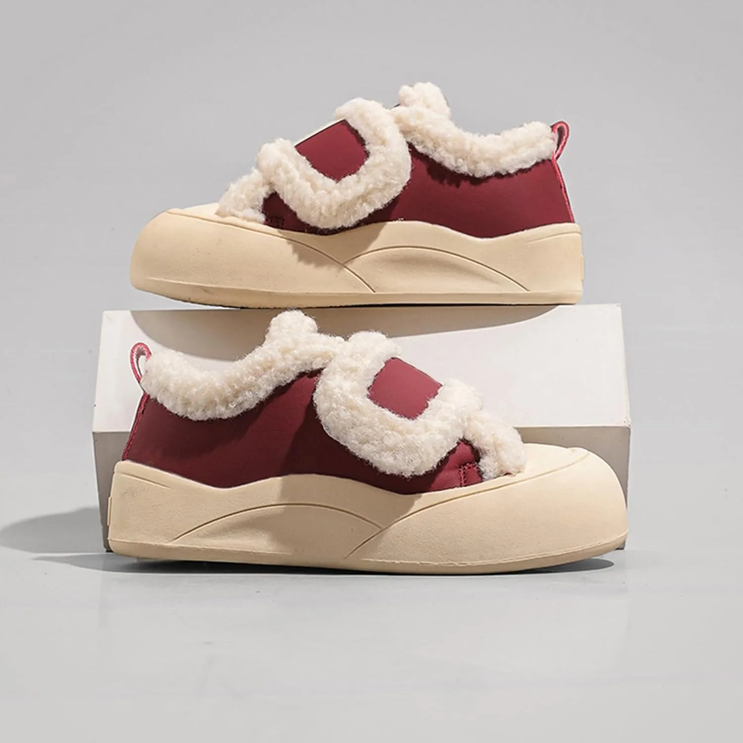 Kids Faux Fr Flat Sneakers Comfortable Fuzzy Warm House Slippers Girls Winter Fleece Cozy Casual Walking Shoes 10 Kids