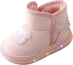 Light Up Shoes Wide Toe Box Warm Snow Boots Slip On Ankle Boots Toddler Luminous Shoes Cold Weather Boots