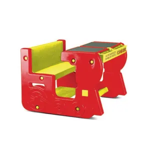 Ok Play Fun On Wheel, Double Desk N Chair Set For Kids, Perfect For Home And School, Red & Yellow, 2 to 4 Years