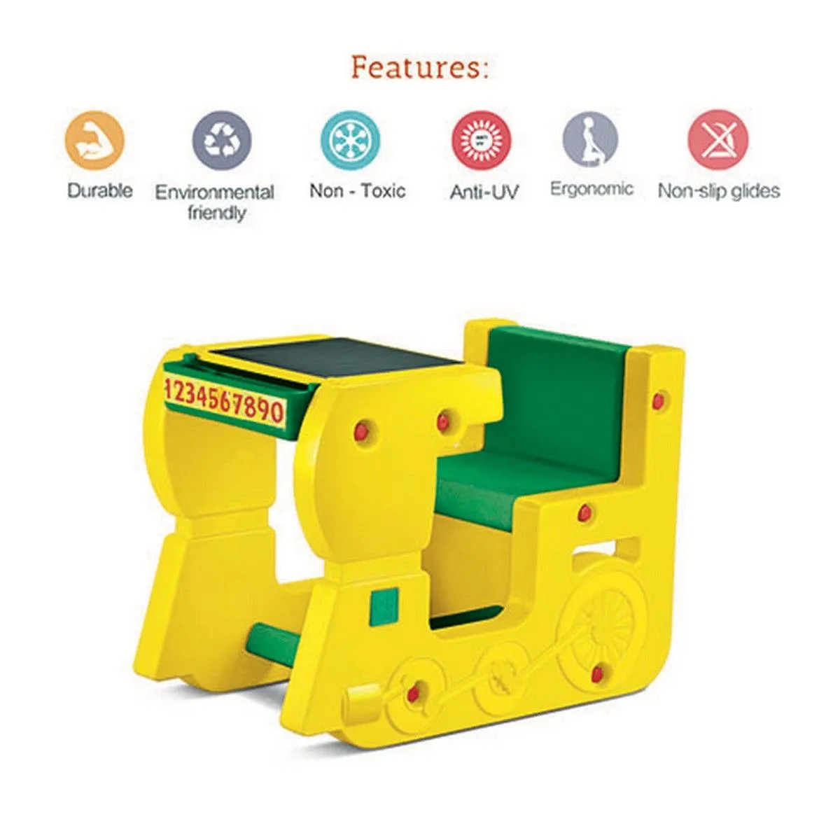 Ok Play Fun On Wheels Single, Chair And Table, Perfect For Home And School, Yellow & Green, 2 to 4 Years