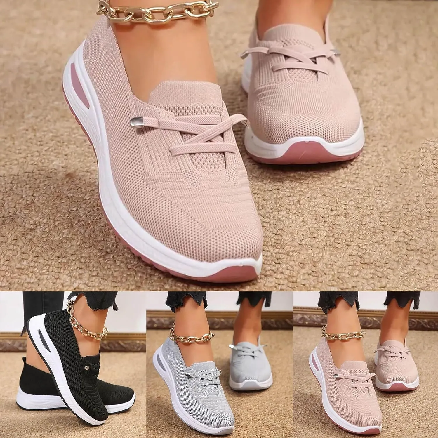 Orthopedic Shoes for Women, Women's Comfortable Walking Shoe Slip On Arch Support Sneakers Breathable Mesh Shoes
