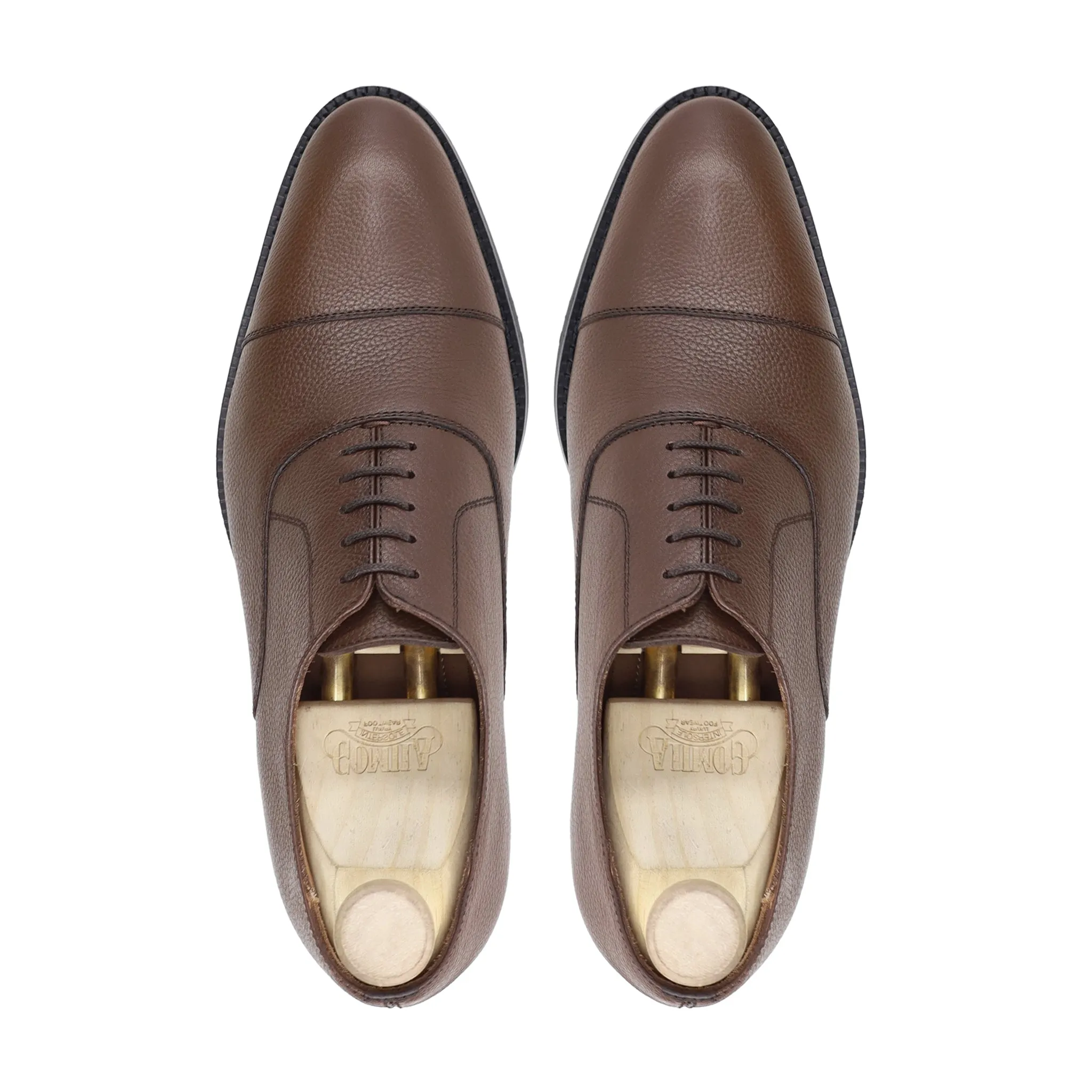 Plock - Men's Brown Pebble Grain Leather Oxford Shoe