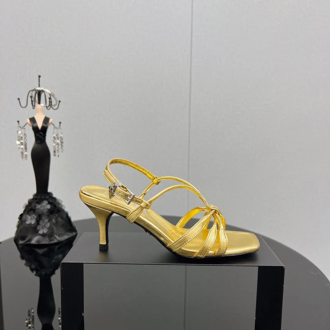 PRA HEELED SANDALS METALLIC GOLD LAMBSKIN