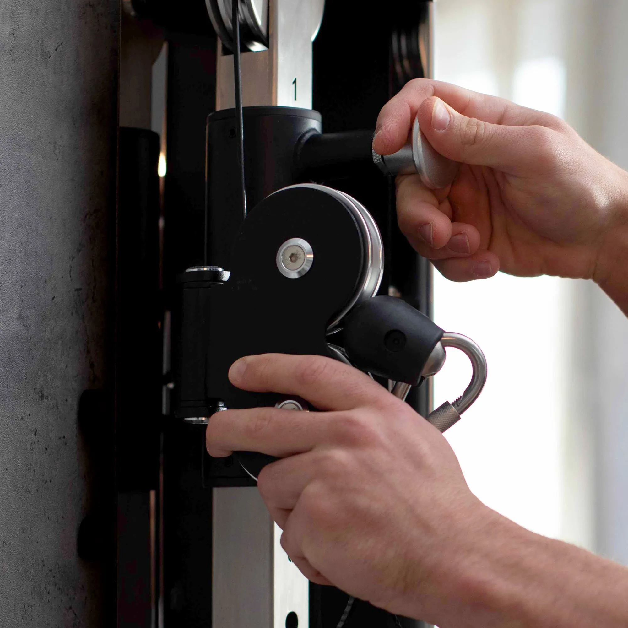 SpaceSmart Double Stack Wall-Mounted Functional Trainer, Black - Optimized for Compact Spaces