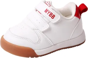 Toddler Boys Girls Sports Shoes Flat Bottom Non Slip Comfortable Soft Solid Color Hook Loop First Running Sneakers