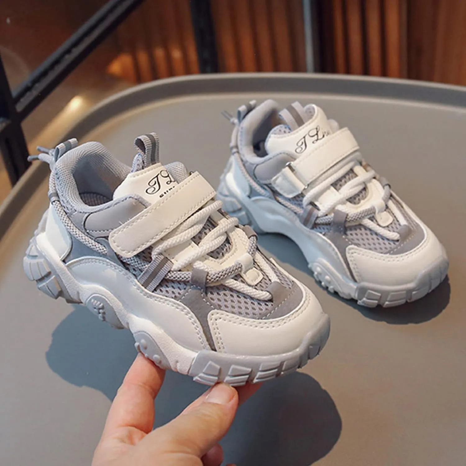 Toddler Mesh Sneakers for Boys Girls Hook and Loops Children Thick Sole Non Slip Lightweight Running Sports Shoes