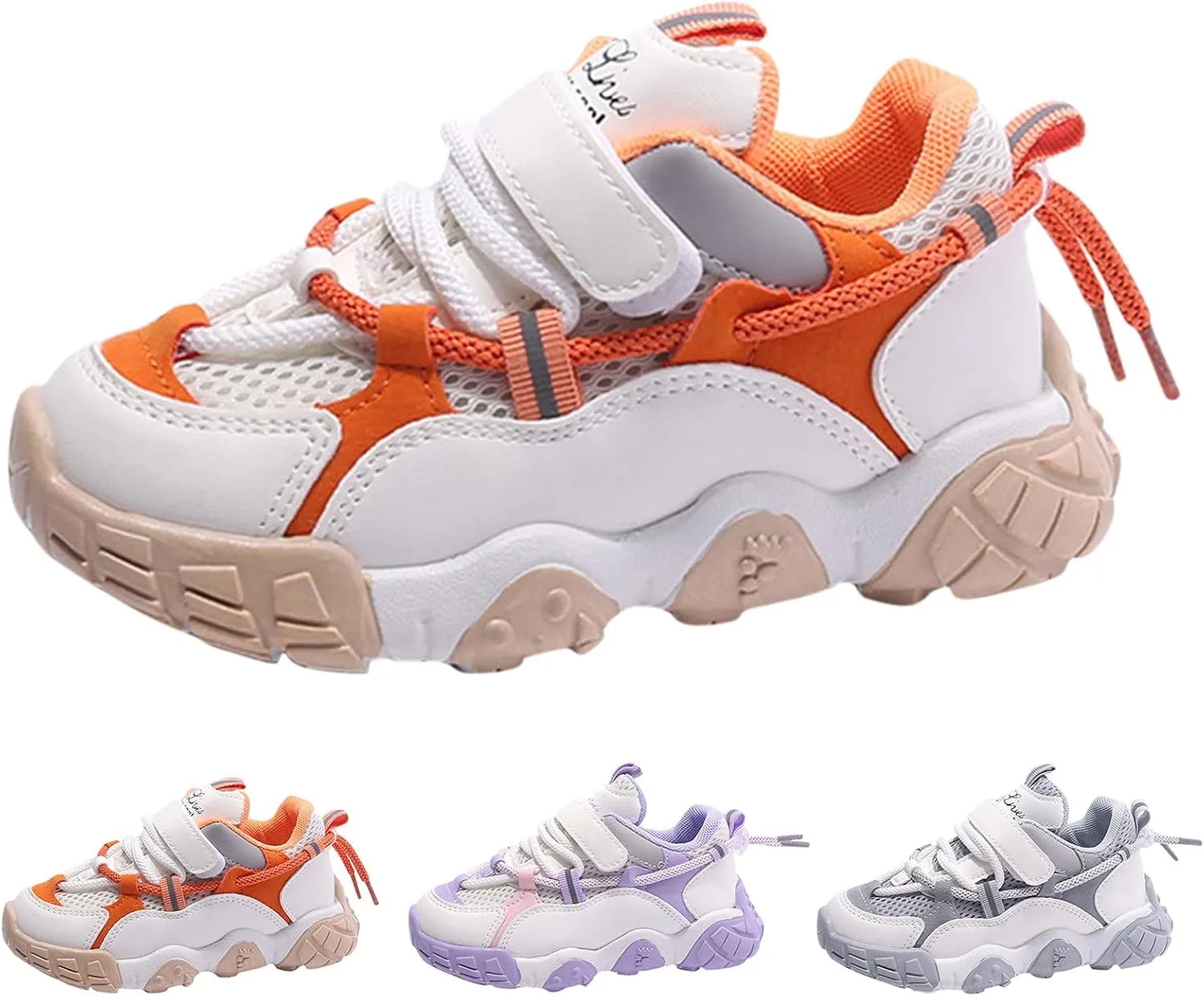 Toddler Mesh Sneakers for Boys Girls Hook and Loops Children Thick Sole Non Slip Lightweight Running Sports Shoes