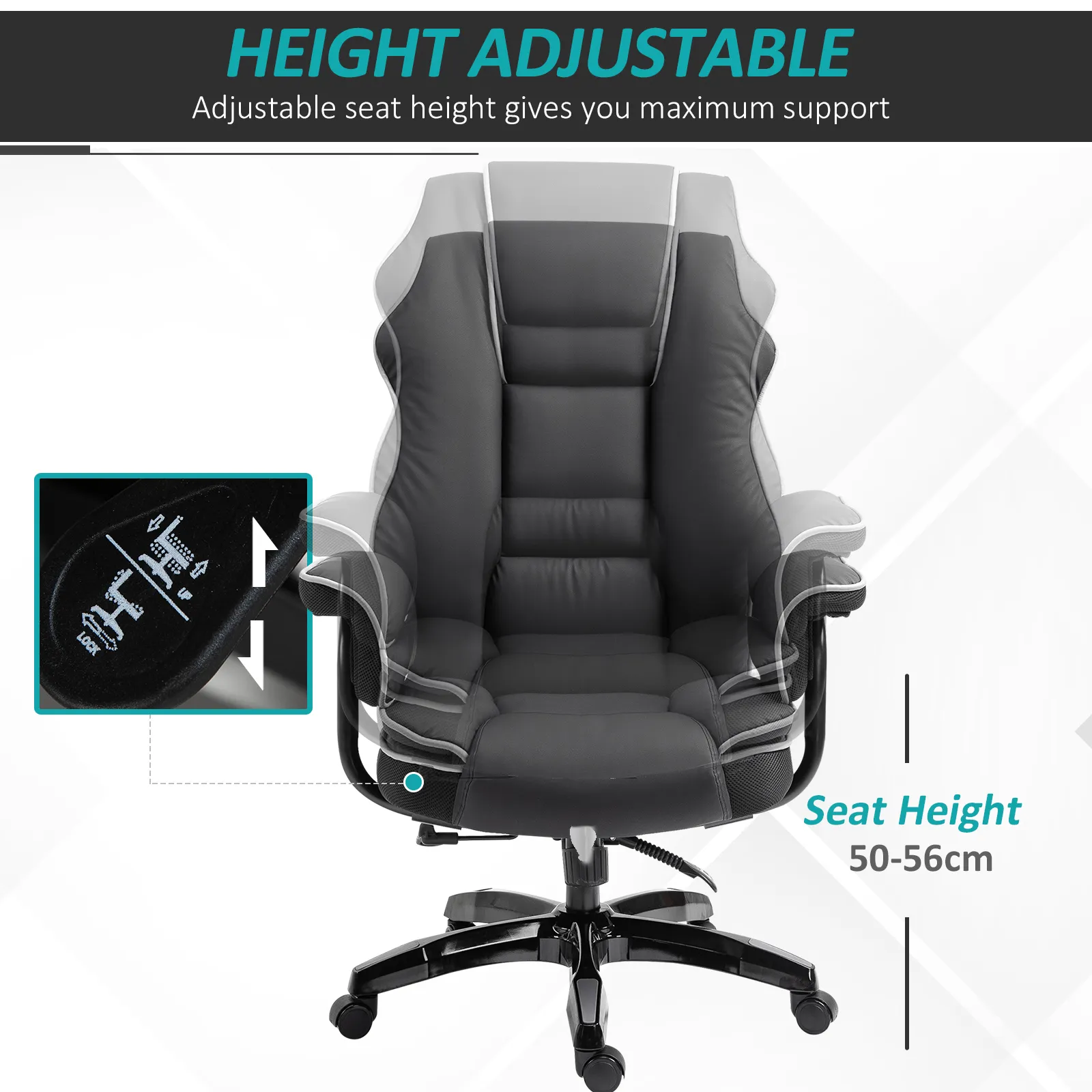 Vinsetto High Back Executive PU Leather Office Chair - Ergonomic, Adjustable, and Comfortable Desk Chair with Armrests, Black