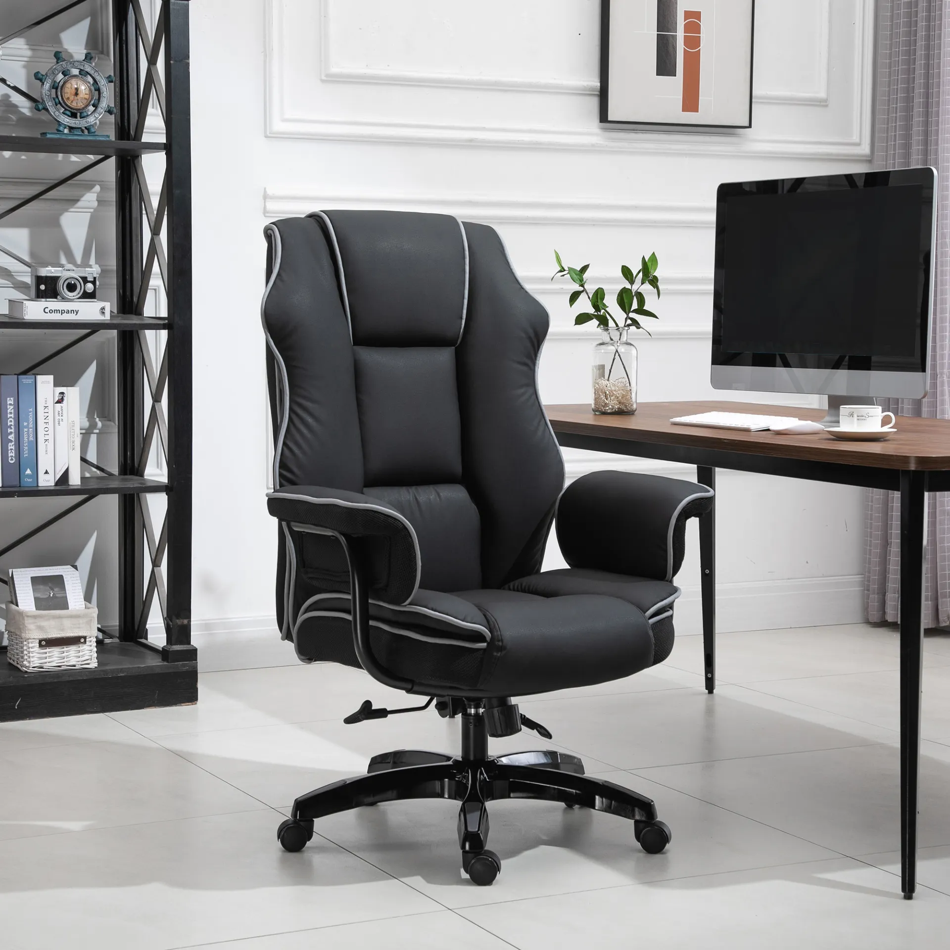 Vinsetto High Back Executive PU Leather Office Chair - Ergonomic, Adjustable, and Comfortable Desk Chair with Armrests, Black