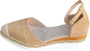 Wedge Sandals for Women Dressy Closed Toe Ankle Strap Suede Platform Wedge Shoes Summer Fashion Elegant Sandals